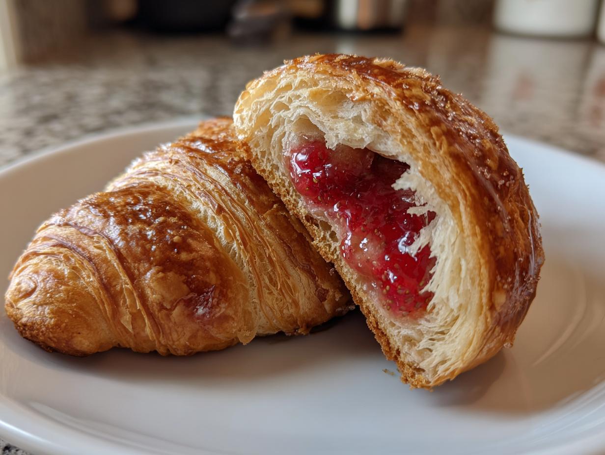 Strawberry Sourdough Croissants